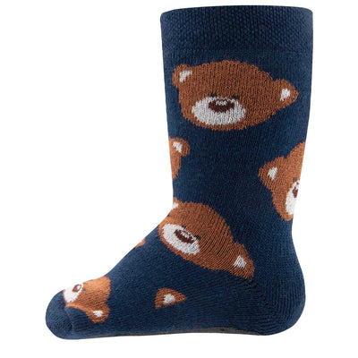 Ewers Navy Teddy Bear Anti Slip Socks 深藍小熊防滑襪
