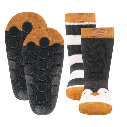 Ewers Brown Penguin Anti Slip Socks 啡色小企鵝防滑襪 (2對)