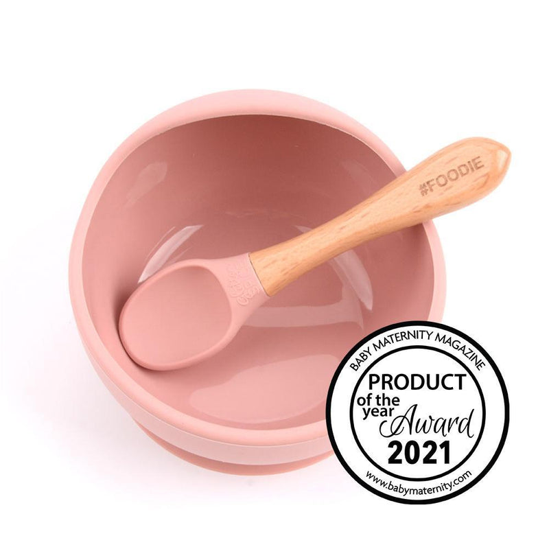 Glitter & Spice Silicone Bowl + Spoon Set - Dusty Rose