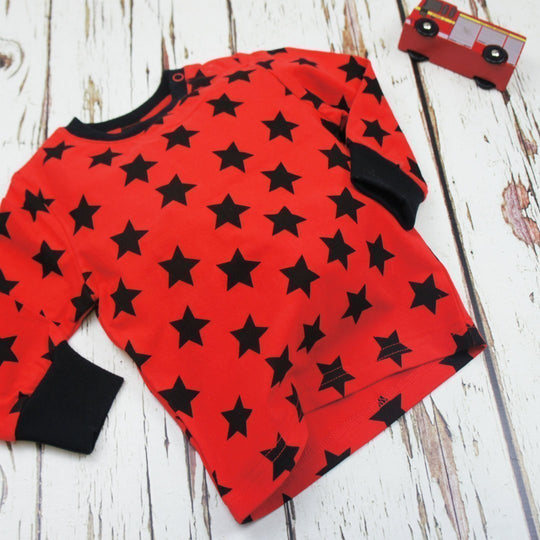 Blade and Rose Red and Black Star Tee 紅底黑星純棉彈力嬰兒長袖衫 (0-6/3-4y)