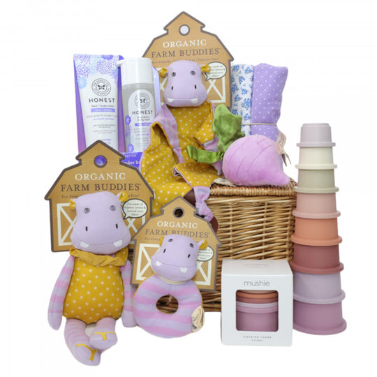 Shopa Baby 有機紫色小河馬嬰兒禮籃 BH237