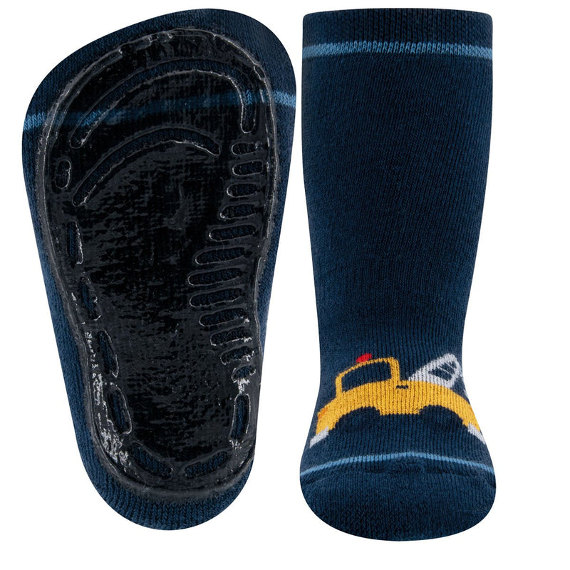 Ewers Navy Crane Anti Slip Socks 深藍吊機車嬰兒防滑襪 (18-24m)
