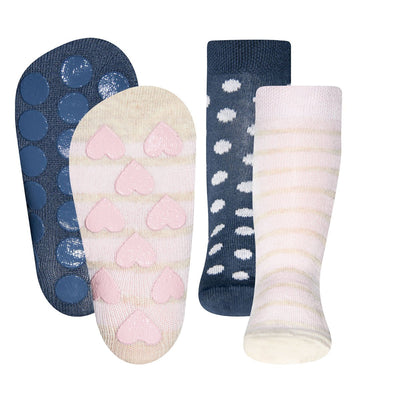 Ewers Dots & Stripes Anti Slip Socks 波波點&間條粒粒防滑襪 2對 (可穿鞋) (1-2Y)