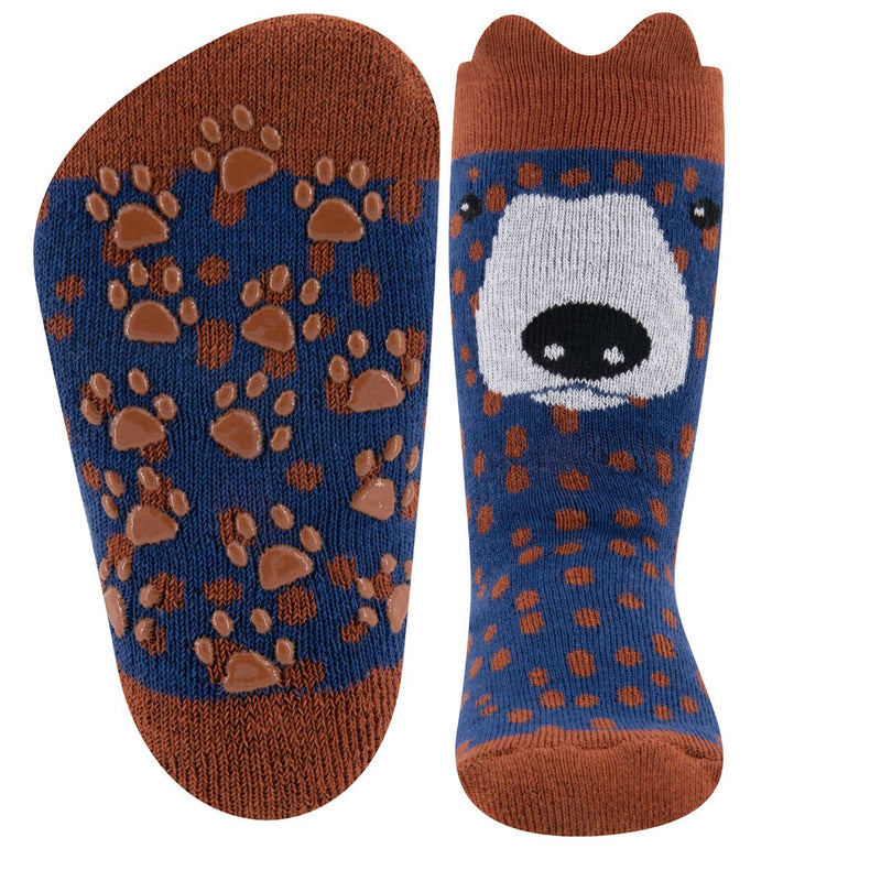 Ewers Brown Bear Anti Slip Socks - Two Pairs 小啡熊粒粒防滑襪 2對 (可穿鞋) - (1-2y)