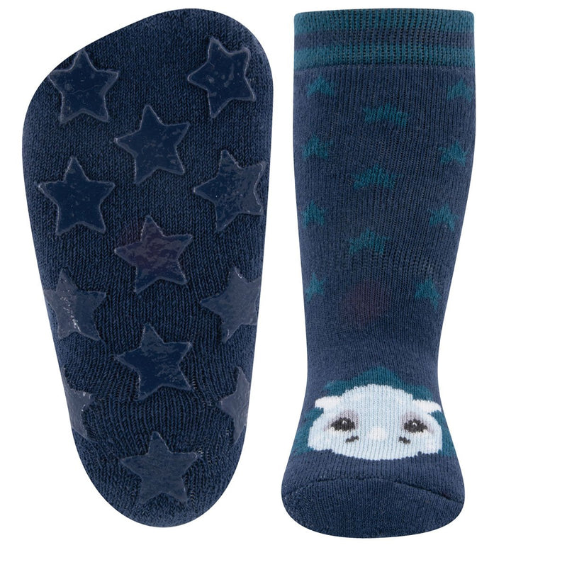 Ewers Navy Dino and Stripes Anti Slip Socks - Two Pairs 深藍間條&小恐龍粒粒防滑襪 2對 (可穿鞋) - (09-12m)