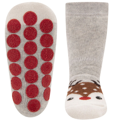 Ewers Grey Reindeer Anti Slip Socks 淺灰色馴鹿聖誕粒粒防滑襪