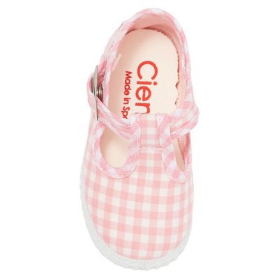 Cienta T Bar Checkered Baby Pink (Rosa) 粉紅格仔T字帆布鞋 (EU22-28)