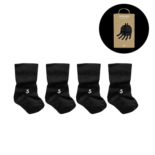 Stuckies Newborn Socks 初生嬰兒襪四件禮合裝 - Black