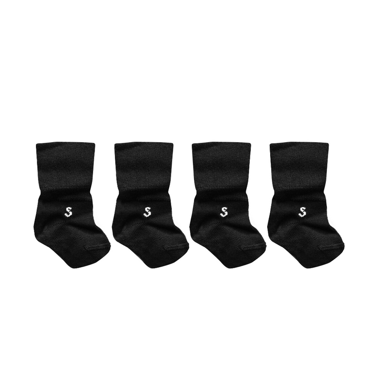 Stuckies Newborn Socks 初生嬰兒襪四件禮合裝 - Black