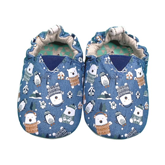 JplusJ Bear Denim Organic Baby Shoes 藍色小熊有機棉學步鞋