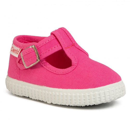 Cienta T Bar Rosa ESP 桃紅T字帆布鞋"啪鈕"(EU22-26)