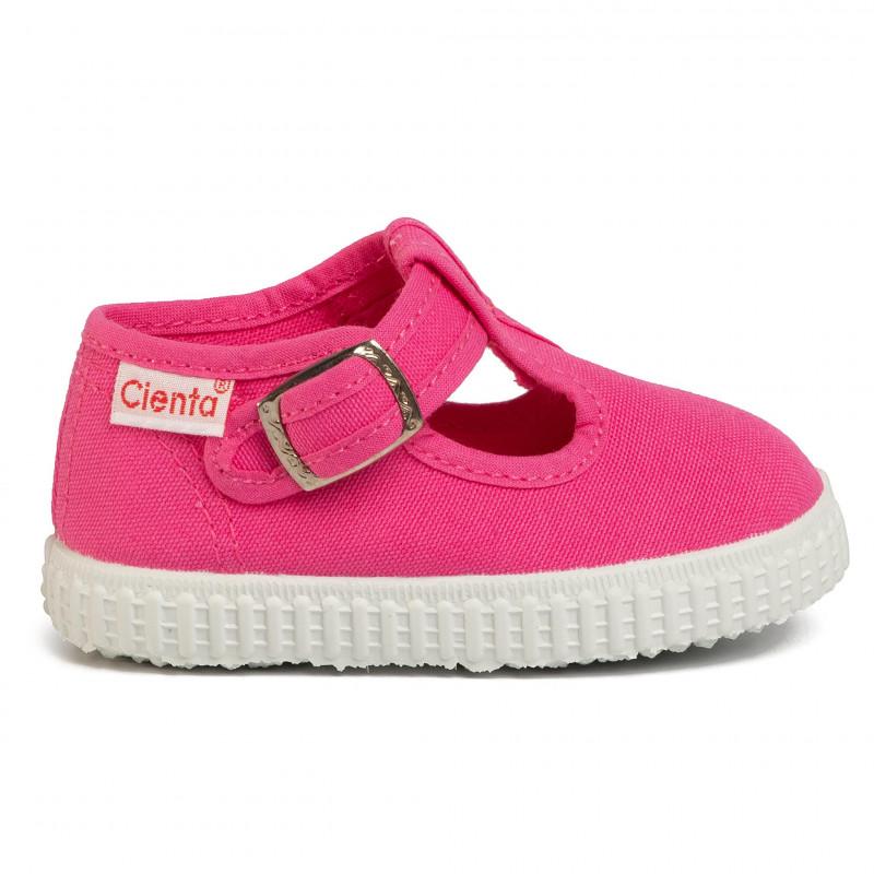 Cienta T Bar Fucshia 紫红色T字帆布鞋(EU22-26)