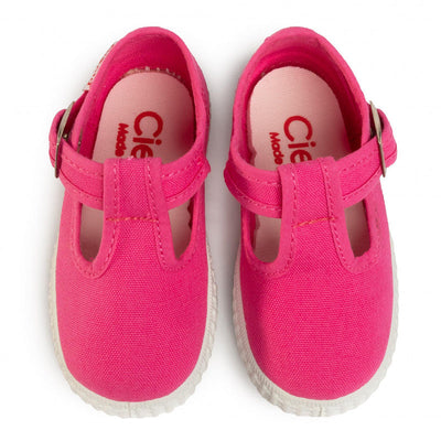 Cienta T Bar Rosa ESP 桃紅T字帆布鞋"啪鈕"(EU22-26)