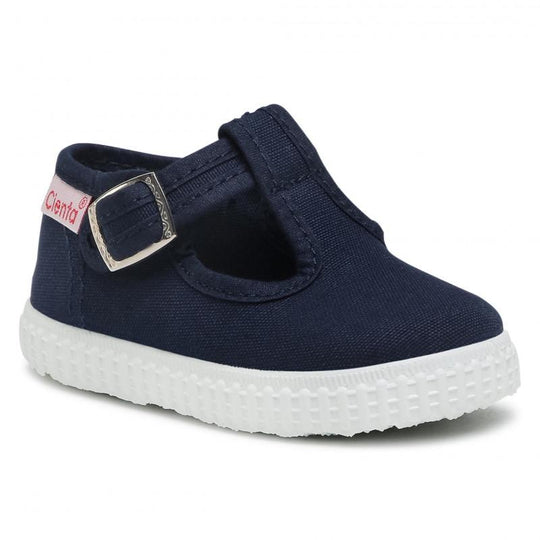 Cienta T Bar Marino 深藍T字帆布鞋"啪鈕"(EU23/24/26)