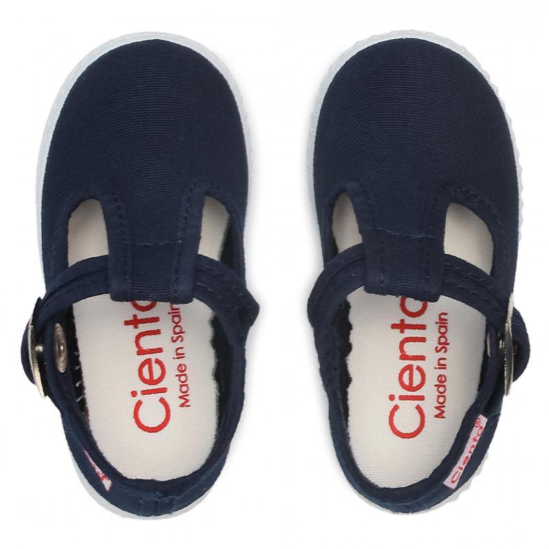 Cienta T Bar Marino 深藍T字帆布鞋"啪鈕"(EU23/24/26)