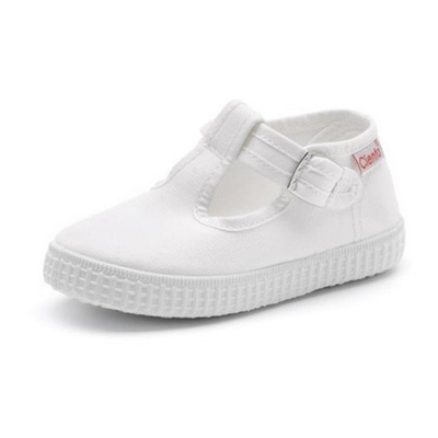 Cienta T Bar White 白色T字帆布鞋"啪鈕"(EU22-26)