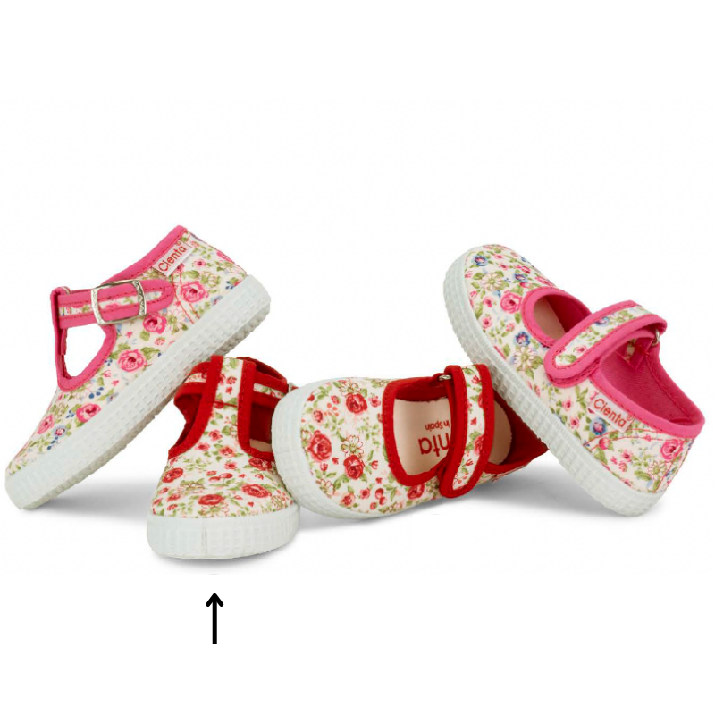 Cienta T Bar Floral Rojo 紅色碎花T字帆布鞋 (EU22-27)