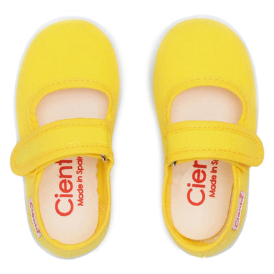 Cienta Mary Jane Amerillo 黃色搭帶魔術貼西班牙帆布鞋 (EU24-30)
