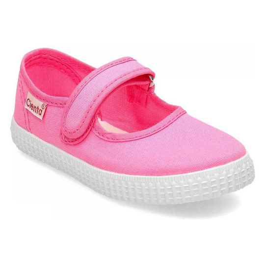 Cienta Mary Jane Rosa ESP 桃紅色搭帶魔術貼西班牙帆布鞋 (EU24-30)