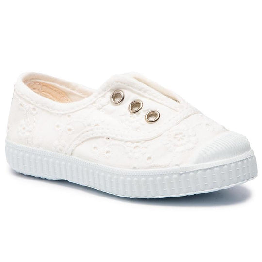 Cienta Embroidered Toecap White白色提花Toecap帆布鞋(EU22-42)