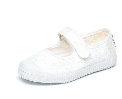 Cienta Mary Jane Bordado Toecap Blanco 白色提花魔術貼Toecap帆布鞋 (EU23-30)