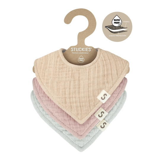 Stuckies 4層防漏口水巾(3件裝) - Dove