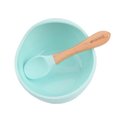 Glitter & Spice Silicone Bowl + Spoon Set - Tiffany Blue