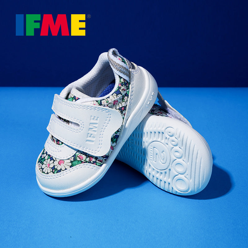 IFME 輕量系列 20-0803 嬰幼兒機能鞋 - 白色花花