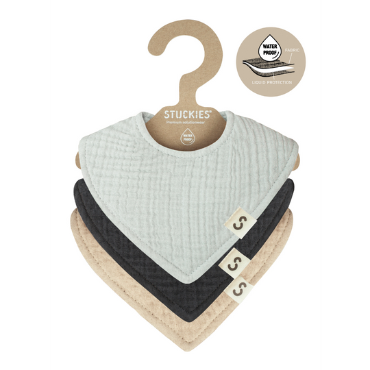 Stuckies 4層防漏口水巾(3件裝) - Mist