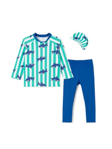 Ozkiz Shark Shark Swim Set 藍色小鯊魚防UV游泳套裝