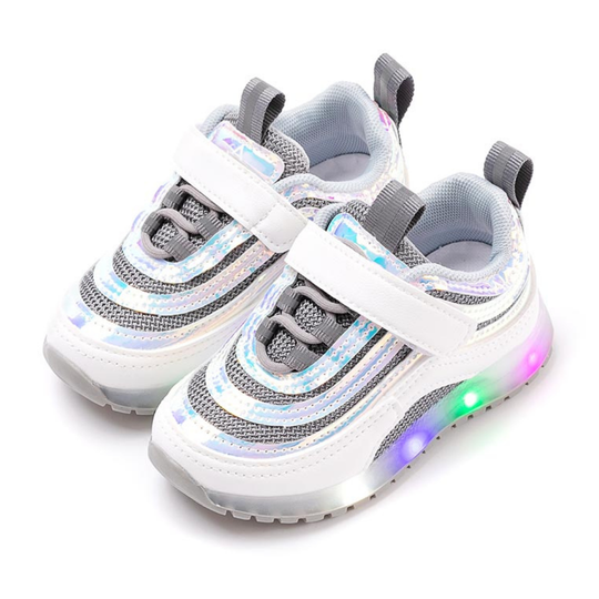 Ozkiz Grey Triple Prism LED Sneakers (Size 140-180)