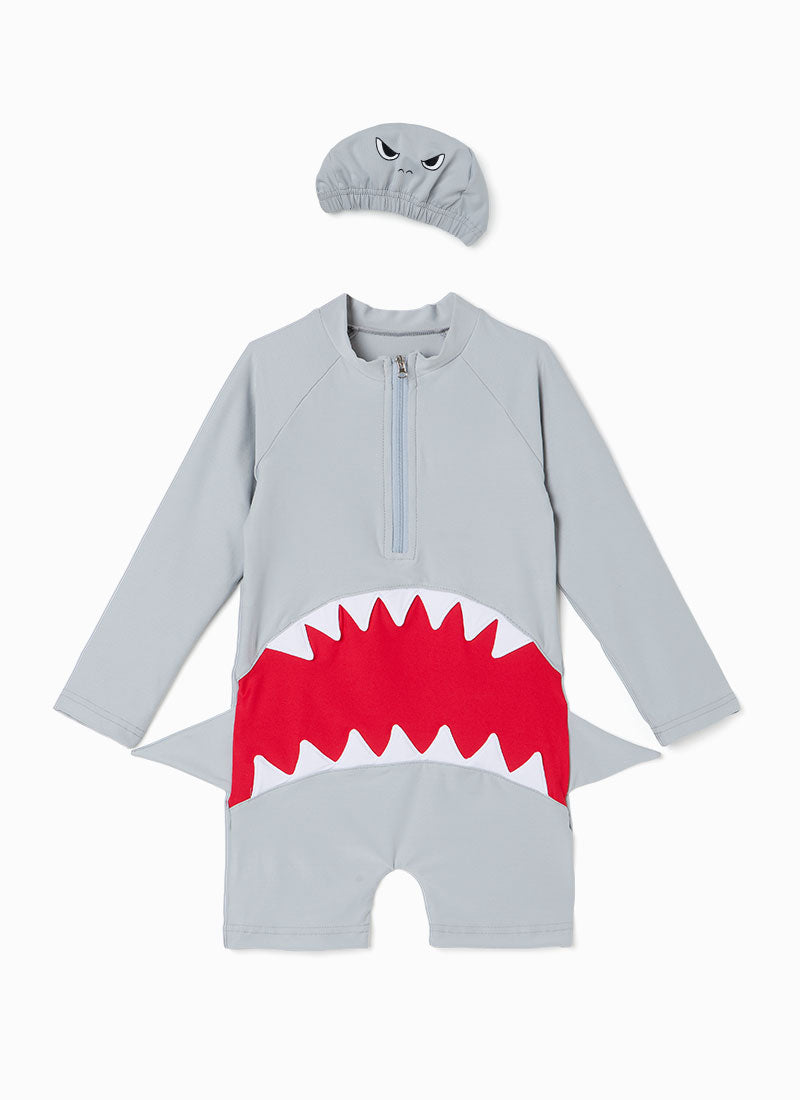 Ozkiz Grey Mega Shark Swim Set 灰色鯊魚防UV游泳套裝