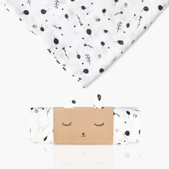 Wee Gallery - 初生有機棉紗布包巾 - 幼苗圖案
