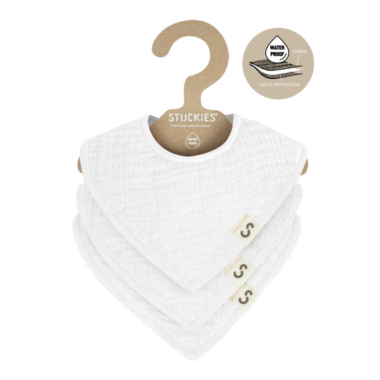 Stuckies 4層防漏口水巾(3件裝) - White