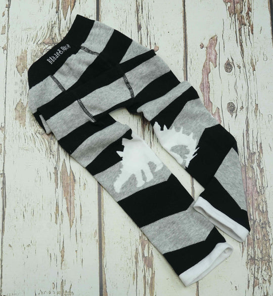 Blade and Rose Junior Mono Stegosaurus Leggings 黑灰間條劍龍彈力中童褲(4-5y/5-6y)