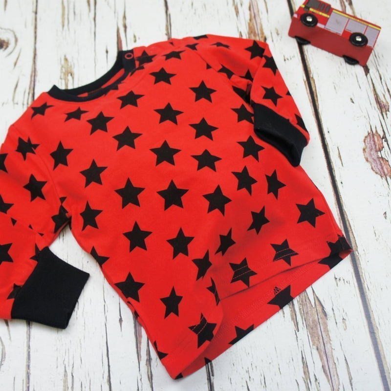 Blade and Rose Red and Black Star Tee 紅底黑星純棉彈力嬰兒長袖衫-Blade and Rose-shopababy