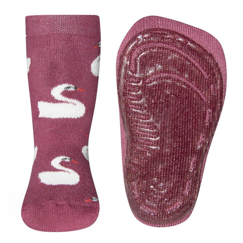 Ewers Swan Pink Anti Slip Socks 德國酒紅色天鵝嬰兒防滑襪(18-24m)