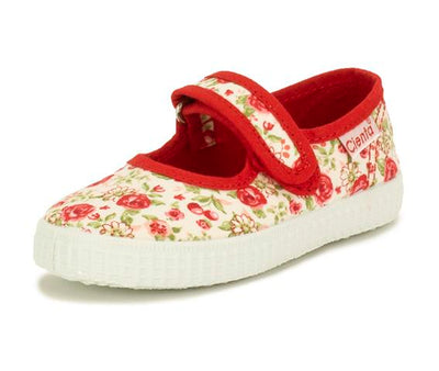 Cienta Mary Jane Floral Rojo 紅色碎花搭帶魔術貼西班牙帆布鞋 (EU22-28)