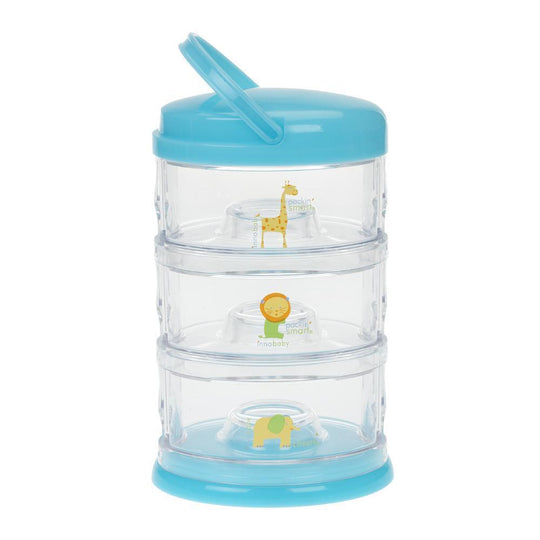 Innobaby 3 Tier Stackable Blue Zoo Animals 3層透明嬰兒零食奶粉格