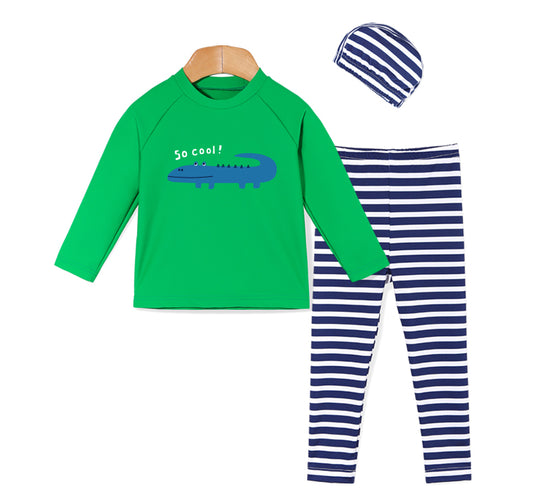 Ozkiz Green Croco Swim Set 綠色小鱷魚防UV游泳套裝