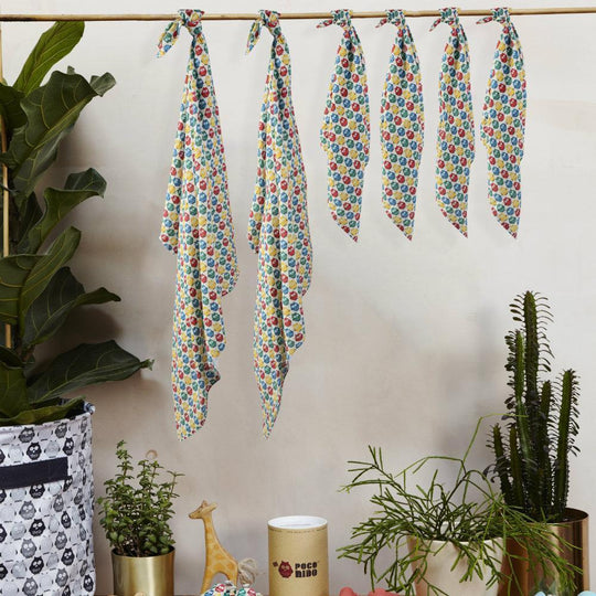 Poco Nido Organic Rainbow Owl Small Muslin Swaddle (set of 4) 七彩貓頭鷹有機純棉嬰兒紗巾(1包4條)60x60cm