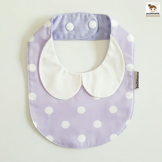 Puchimama PAB0043G Purple Polka Dot Collar Bib 淺紫白波點純棉嬰兒口水巾