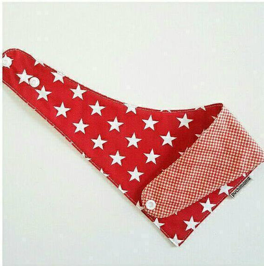 Puchimama PRBB0079R Red Stars Bandana Bib 紅底白星雙面三角純棉嬰兒口水巾