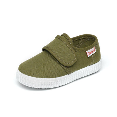 Cienta Green Velcro Kids Shoes 軍綠魔術貼西班牙小童帆布鞋-Cienta-shopababy