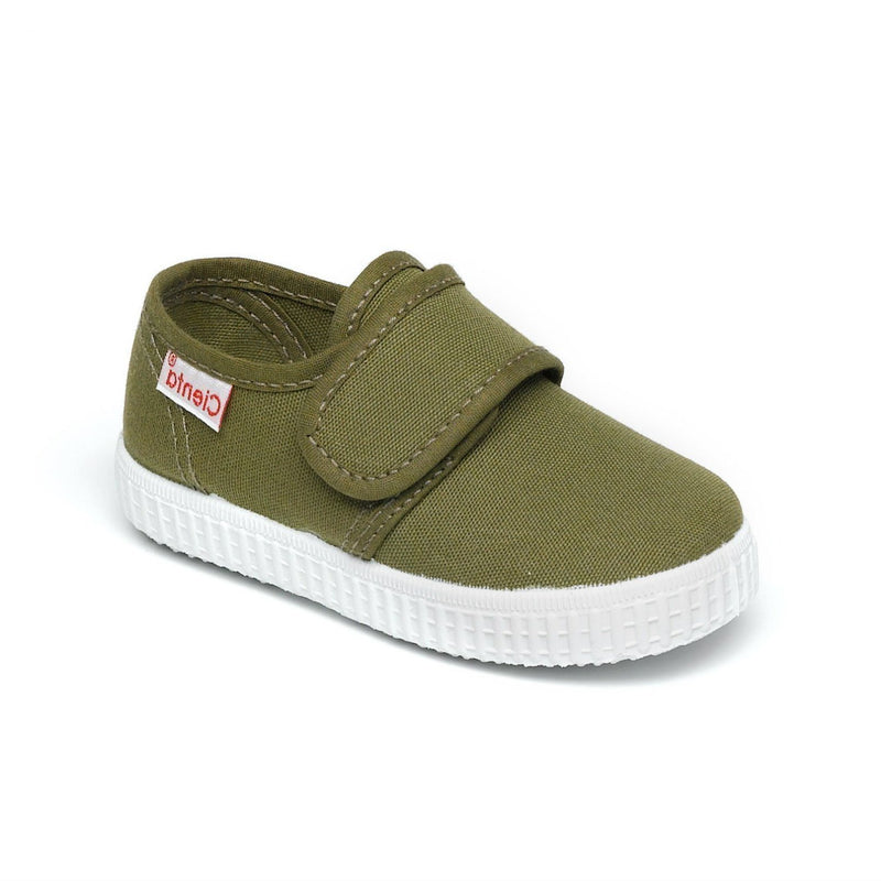 Cienta Green Velcro Kids Shoes 軍綠魔術貼西班牙小童帆布鞋-Cienta-shopababy